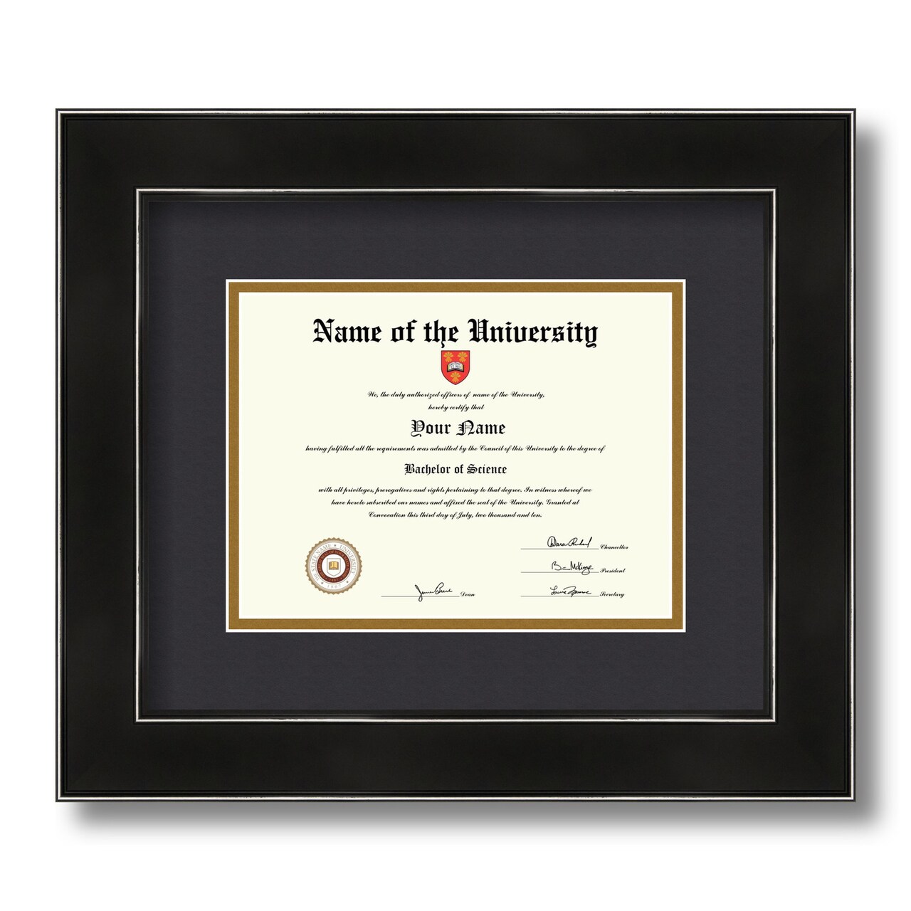 ArtToFrames 6x8 inch Diploma Frame - Framed with Black and Gold Mats, Comes with Regular Glass and Sawtooth Hanger for Wall Hanging (D-6x8)
